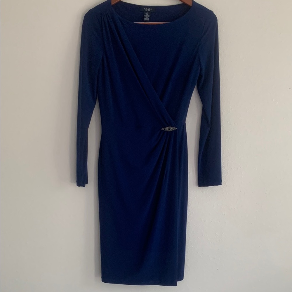Chaps Blue Long Sleeve Dress